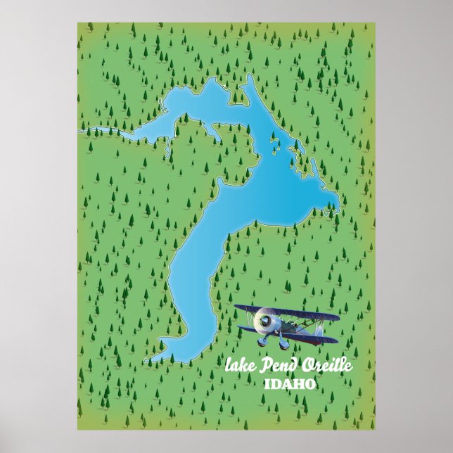 Lake Pend Oreille Idaho Karte Poster (Vorne)
