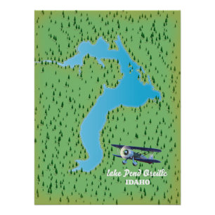 Lake Pend Oreille Idaho Karte Poster