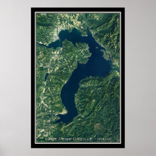 Lake Pend Oreille Idaho Satellite-Poster Karte Poster