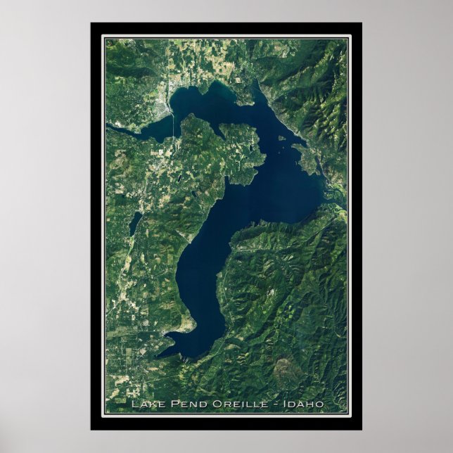 Lake Pend Oreille Idaho Satellite-Poster Karte Poster (Vorne)