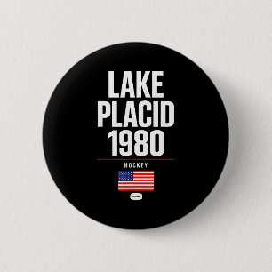Lake placid 1980 Hockey Vintage USA Puck New York Button