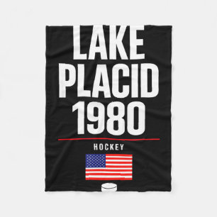 Lake placid 1980 Hockey Vintage USA Puck New York Fleecedecke