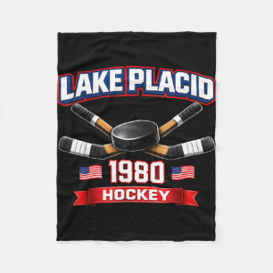 Lake placid 1980 Hockey Vintage USA Puck New York Fleecedecke