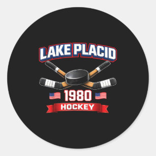 Lake placid 1980 Hockey Vintage USA Puck New York Runder Aufkleber