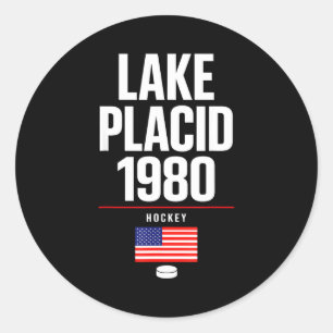 Lake placid 1980 Hockey Vintage USA Puck New York Runder Aufkleber