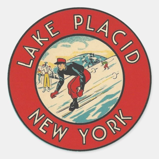 Lake Placid, New York - Aufkleber (Vorderseite)