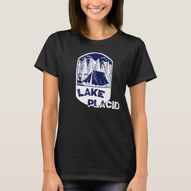 Lake Placid New York Camping Tent Wanderberg T-Shirt (Vorderseite)