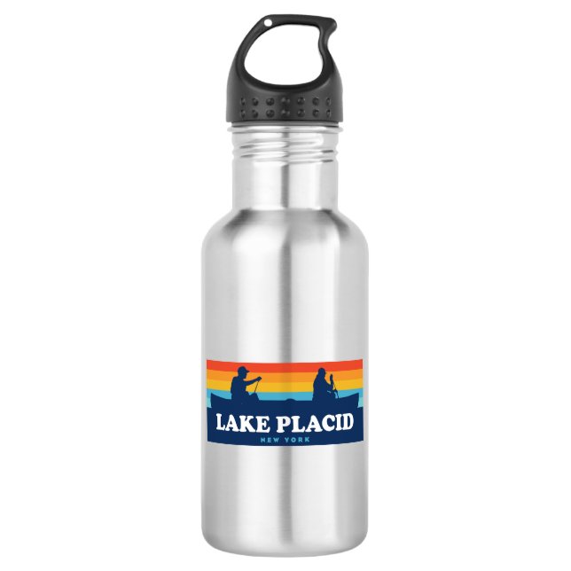Lake Placid New York Canoe Edelstahlflasche (Vorderseite)