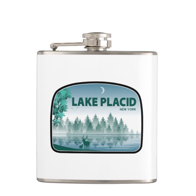Lake Placid New York Deer Flachmann (Vorderseite)