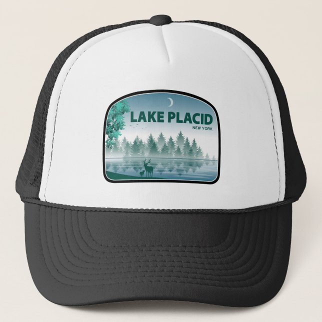 Lake Placid New York Deer Truckerkappe (Vorderseite)