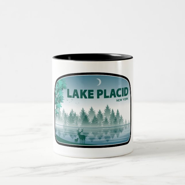 Lake Placid New York Deer Zweifarbige Tasse (Mittel)