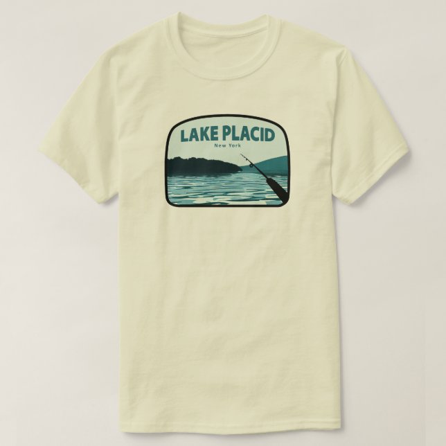 Lake Placid New York Fishing Rod T-Shirt (Design vorne)