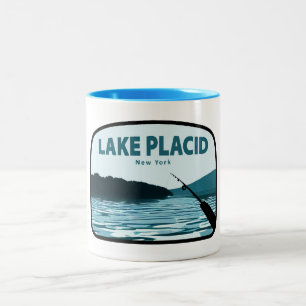 Lake Placid New York Fishing Rod Zweifarbige Tasse