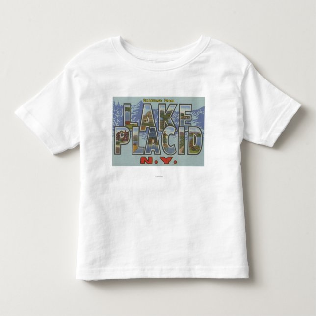 Lake Placid, New York - große Buchstabe-Szenen Kleinkind T-shirt (Vorderseite)