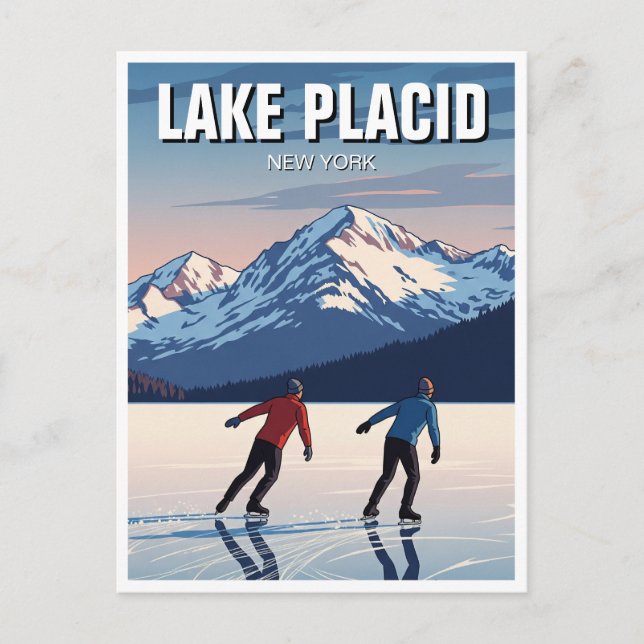 Lake Placid New York Ice Skaten Travel Postkarte (Vorderseite)