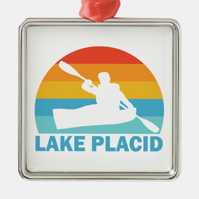 Lake Placid New York Kayak Ornament Aus Metall (Vorne)