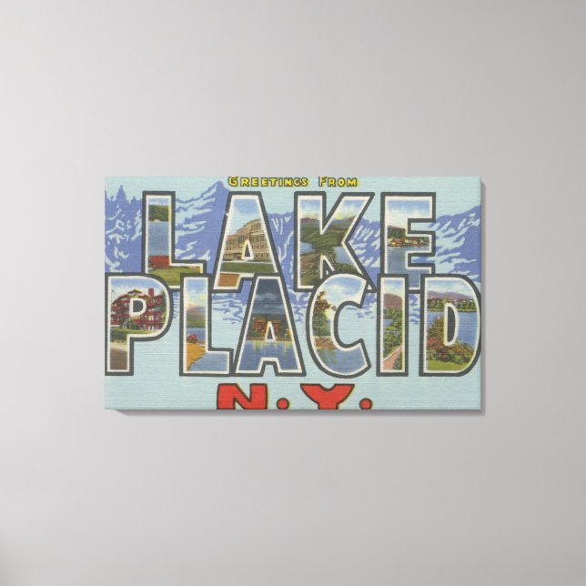 Lake Placid, New York - Large Letter Scenes Leinwanddruck (Vorderseite)