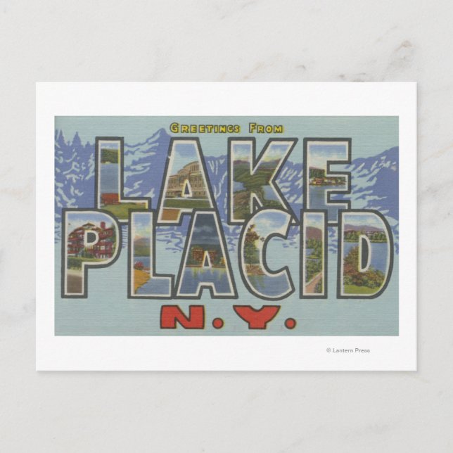 Lake Placid, New York - Large Letter Scenes Postkarte (Vorderseite)
