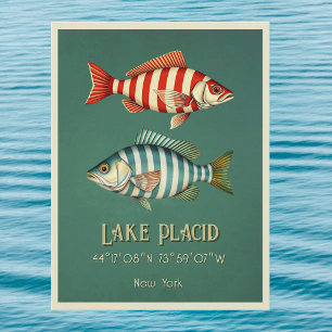 Lake Placid New York nautische Fisch Postkarte