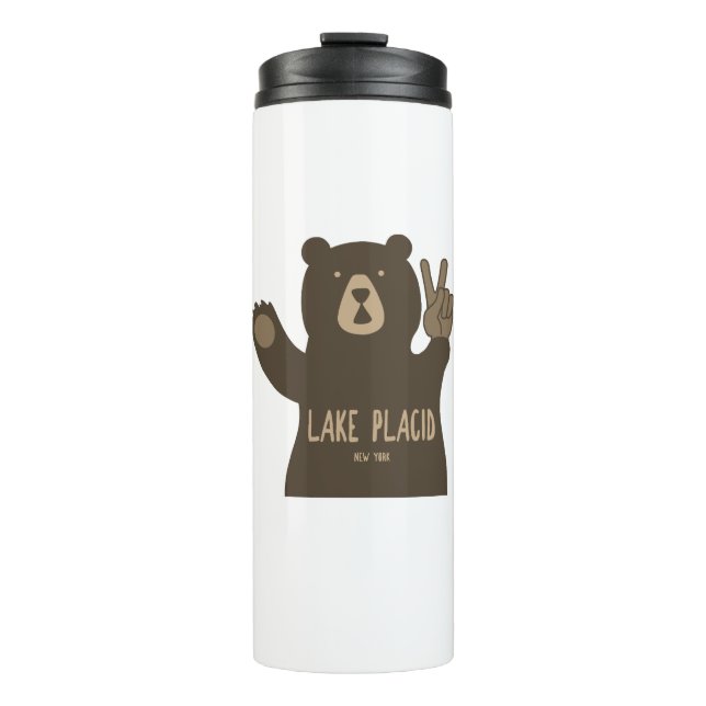 Lake Placid New York Peace Bear Thermosbecher (Vorderseite)