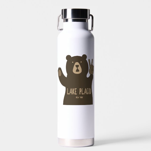 Lake Placid New York Peace Bear Trinkflasche (Vorne)
