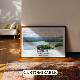 Lake Placid New York Poster, Aquarell, Maßgeschnei Poster
