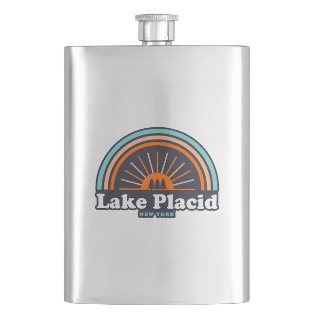 Lake Placid New York Rainbow Flachmann (Vorderseite)