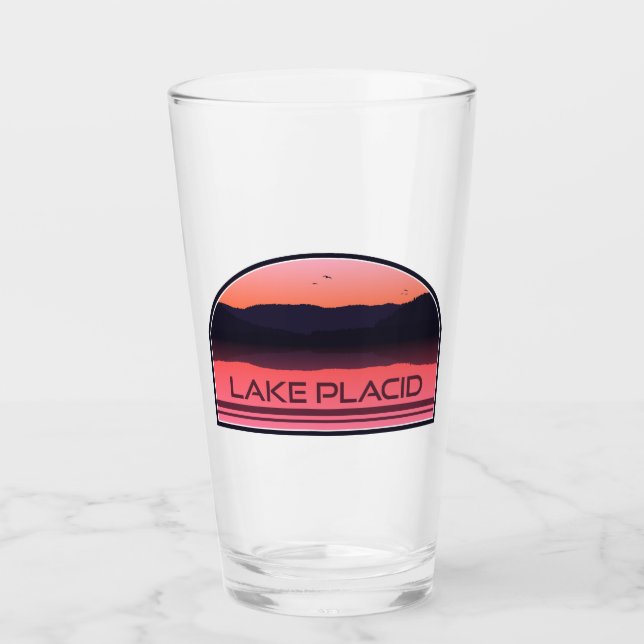 Lake Placid New York Red Sunrise Glas (Vorderseite)