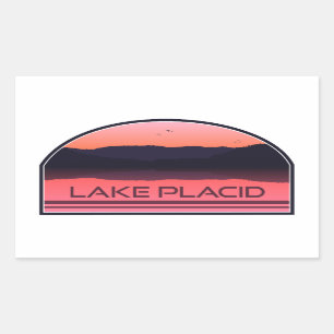 Lake Placid New York Red Sunrise Rechteckiger Aufkleber