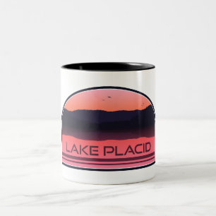 Lake Placid New York Red Sunrise Zweifarbige Tasse