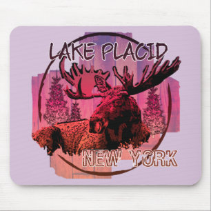 Lake Placid New York rustikale Elch Mousepad