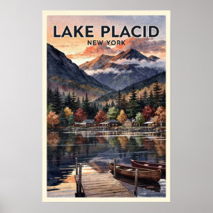 Lake Placid New York Vintage Reise Poster