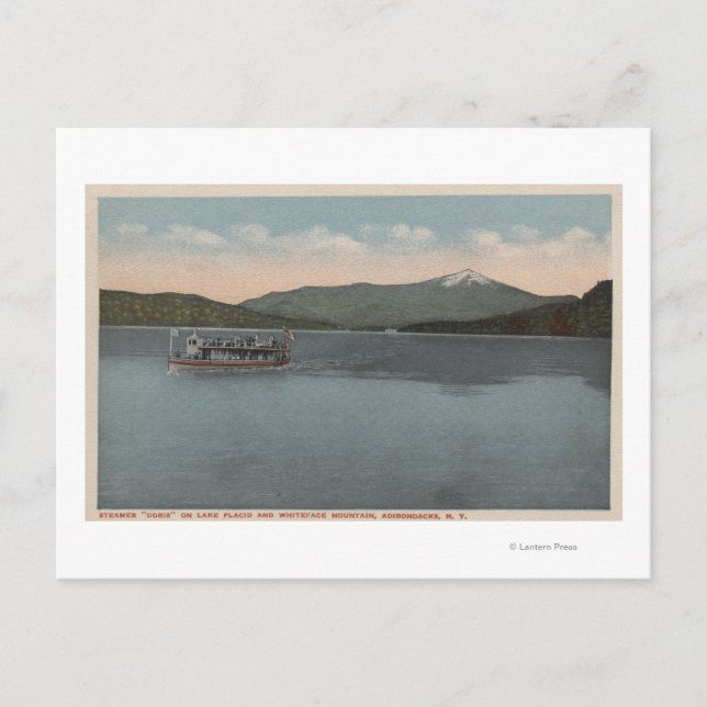Lake Placid, NY - View of Steamer Doris Postkarte (Vorderseite)