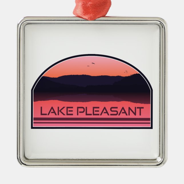 Lake Pleasant Arizona Red Sunrise Ornament Aus Metall (Vorne)