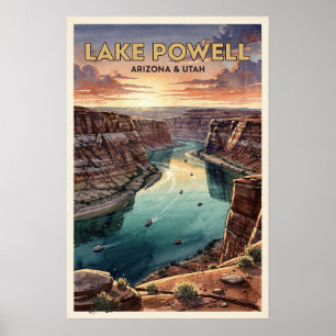 Lake Powell Arizona und Utah Vintage Reise Poster