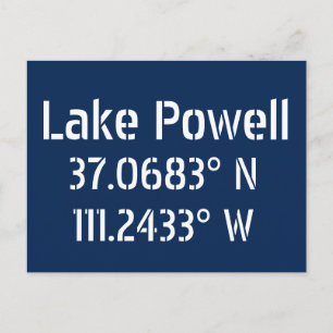 Lake Powell AZ Latitude Longitude Postkarte