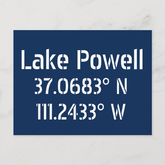 Lake Powell AZ Latitude Longitude Postkarte (Vorderseite)