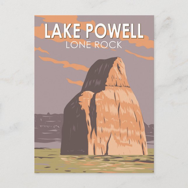 Lake Powell Lone Rock Art Vintag Postkarte (Vorderseite)