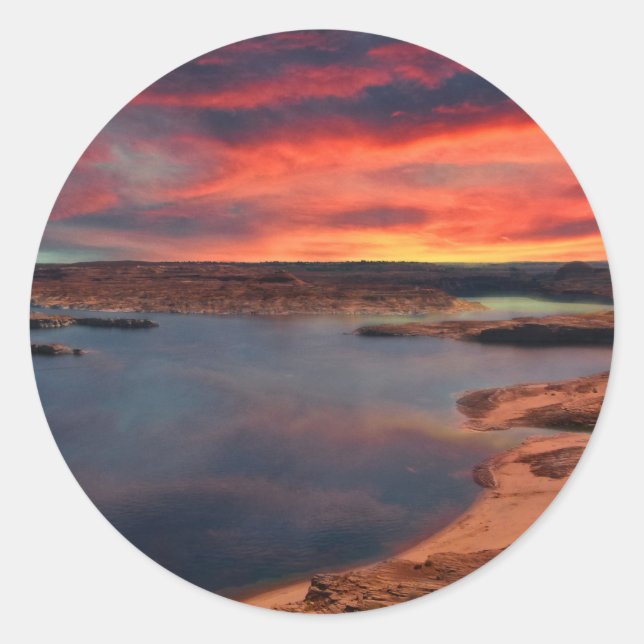 Lake Powell Schöne Naturlandschaft Runder Aufkleber (Vorderseite)