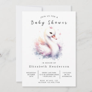 Lake Printable Swan Baby Dusche Einladung