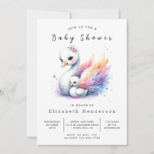 Lake Printable Swan Baby Dusche Einladung