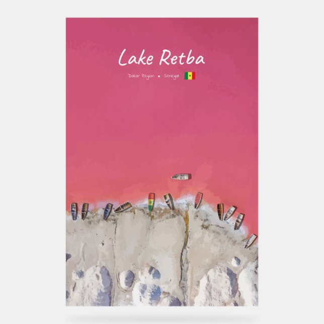 Lake Retba, Senegal - Rosa See Boote Acrylschild (Vorderseite)