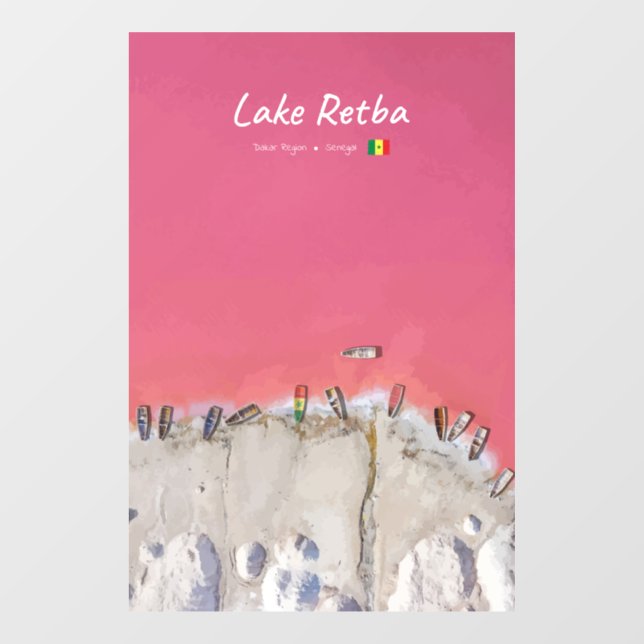 Lake Retba, Senegal - Rosa See Boote Fensteraufkleber (Blatt)