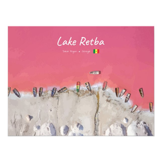 Lake Retba, Senegal - Rosa See Boote Fotodruck (Vorne)