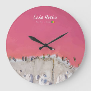 Lake Retba, Senegal - Rosa See Boote Große Wanduhr