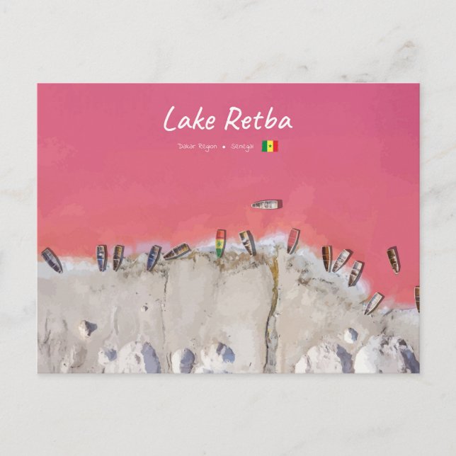 Lake Retba, Senegal - Rosa See Boote Postkarte (Vorderseite)