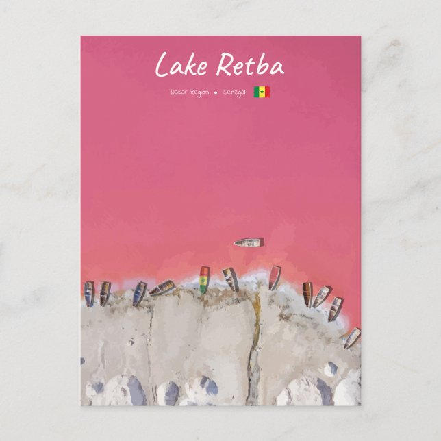 Lake Retba, Senegal - Rosa See Boote Postkarte (Vorderseite)