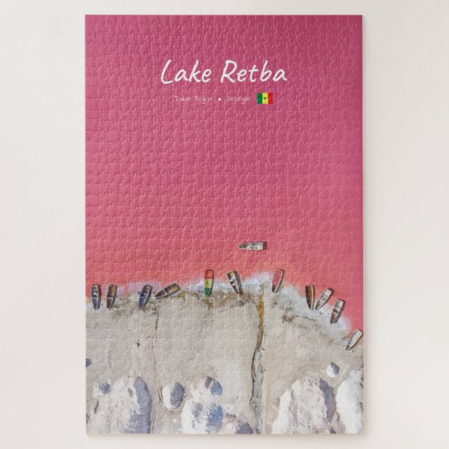 Lake Retba, Senegal - Rosa See Boote Puzzle (Vertikal)