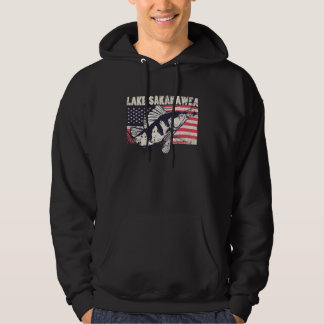 Lake Sakakawea American Flag Patriotic fishing the Hoodie