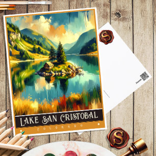 Lake San Cristobal, Colorado   Alte Malerei Postkarte